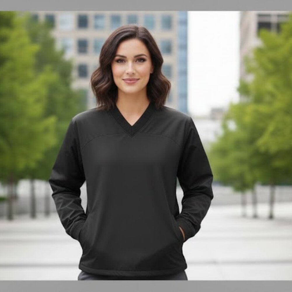 NIP Holloway Ignition Pullover L Black V-Neck Windshirt Pockets Unisex